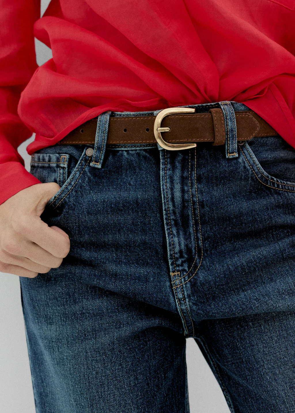 Suede belt brown - Woman - S - MANGO | MANGO (UK)