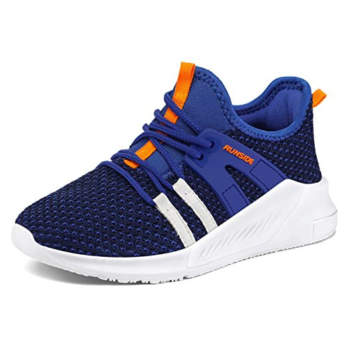 RUNSIDE Boys Girls Tennis Shoes Kids Lightweight Breathable Sneakers Lace-up Running Athletic Shoes for Toddler/Little Kid/Big Kid Blue | Amazon (US)
