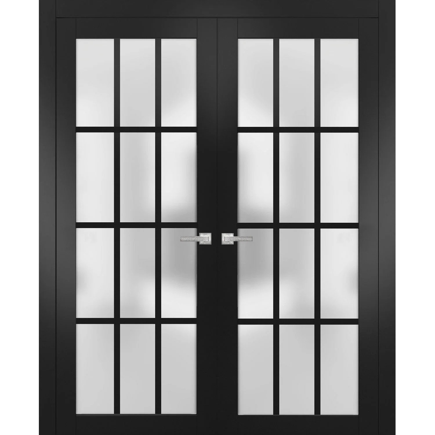 Felicia Frosted Glass French Black Doors | Wayfair North America