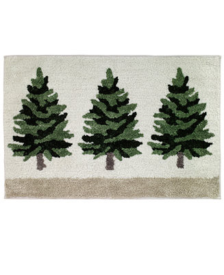 Trees with Gold Star Holiday Bath Rug, 20" x 30" | Macy's