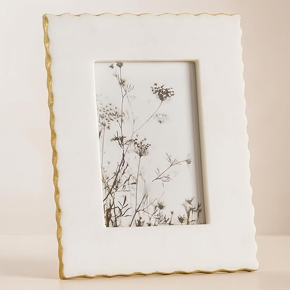 Marble Picture Frame with Gold Accents – Unique Picture Frames for Tabletop or Wall Mounting ... | Amazon (US)