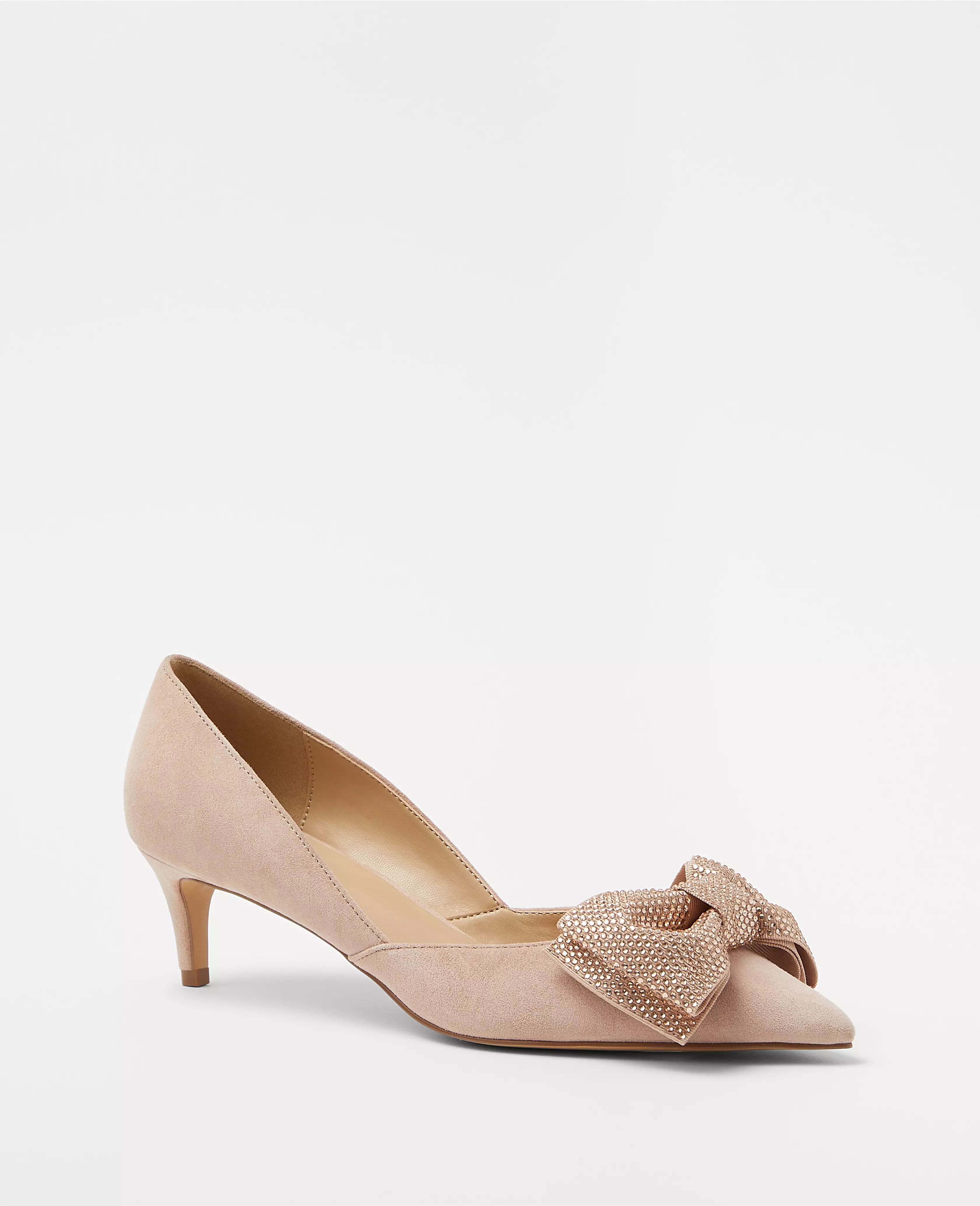 Crystal Bow D'Orsay Suede Pumps | Ann Taylor (US)