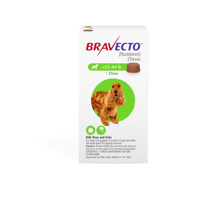 Bravecto Chew for Dogs, 22-44 lbs, (Green Box) | Chewy.com