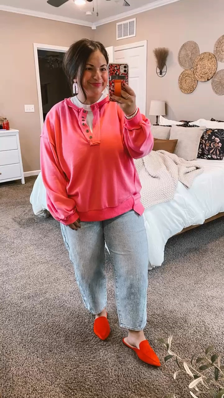 Celebrating Valentine’s Day in style with comfy + cute outfits that don't break the bank! 💕

mules: fit true to size // wearing a 5
jeans: fit true to size // wearing a 14
muscle tee: fits true to size // wearing a large
quarter snap: fits oversized // wearing a large (color is definitely more pink than “purple” like I ordered) 

 #LTKWatchNow #LTKSeasonal #LTKStyleTip