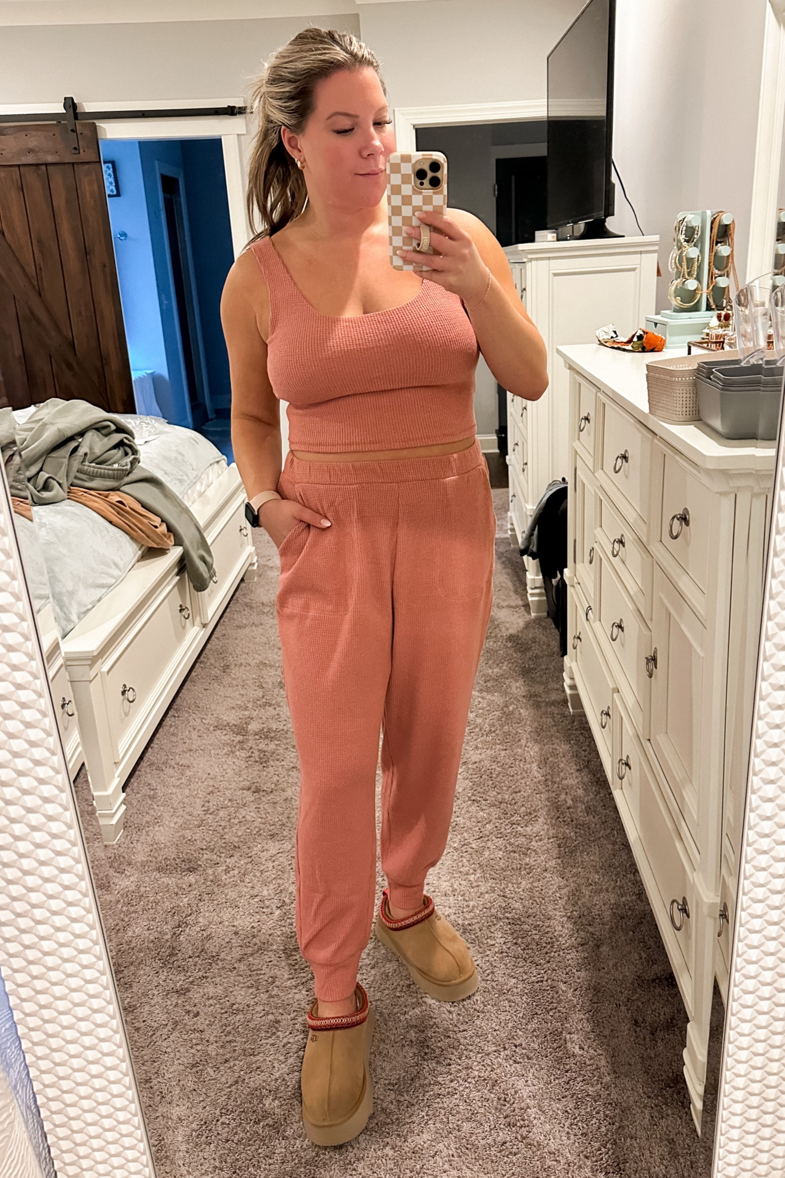 Why is no one talking about this Cozy Abercrombie lounge wear! Top is TTS and has a built in cami bra. I sized down one in the bottoms. Waffle knit material and so soft! 

#LTKstyletip #LTKSeasonal #LTKHoliday
