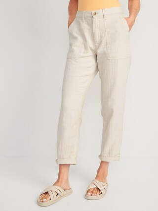 High-Waisted Slouchy Cropped Tapered Workwear Pants for Women | Old Navy (US)