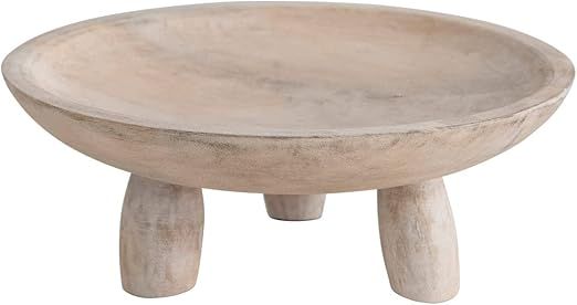 Creative Co-Op Mango Wood Footed Bowl, 10" L x 10" W x 4" H, Natural | Amazon (US)