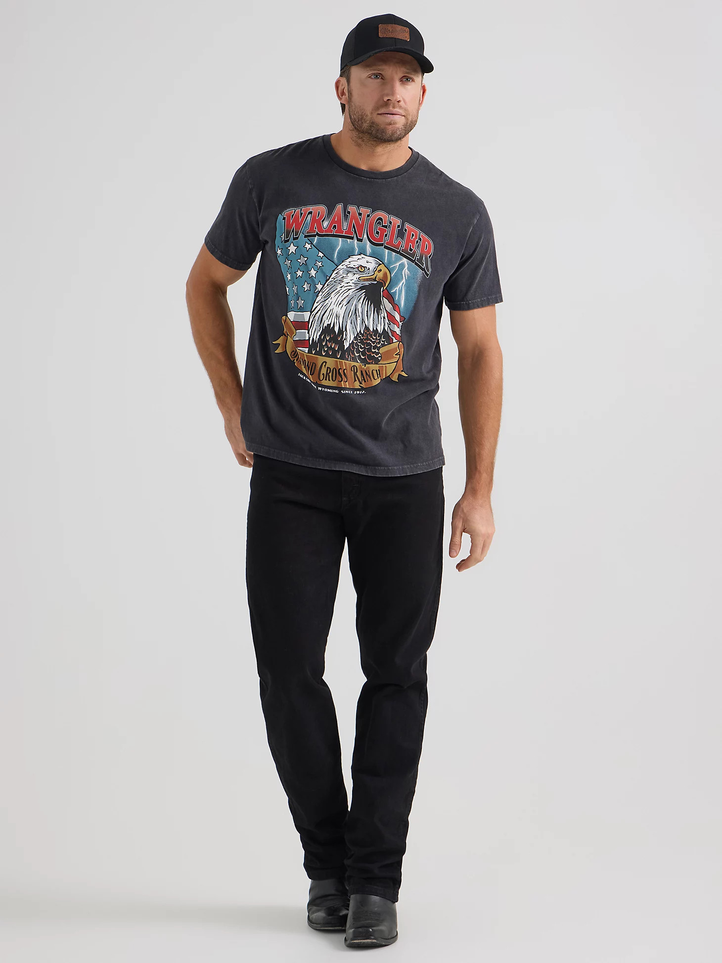 Wrangler x Diamond Cross Long Live Cowboys Tee in Caviar | Wrangler