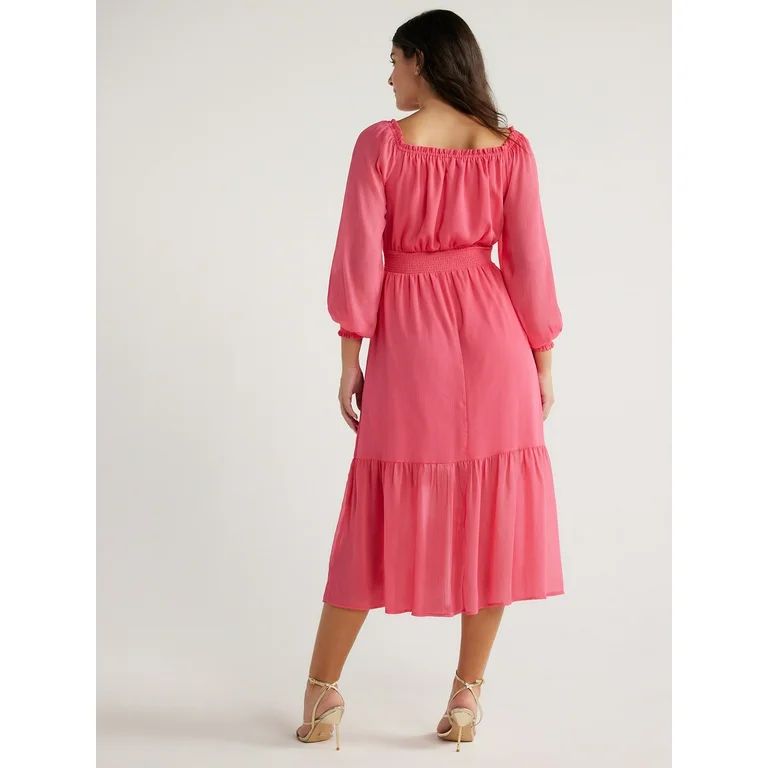 Sofia Jeans Women's and Women's Plus Off the Shoulder Dress with Blouson Sleeves, Sizes XS-5X | Walmart (US)