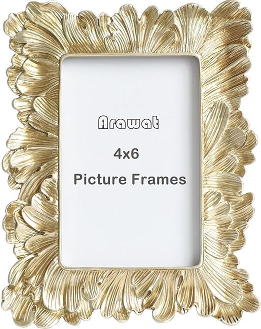 Vintage Picture Frames 4x6 Gold Frames with Glass Front Funky Gold Picture Frames with Leaf Antiq... | Amazon (US)