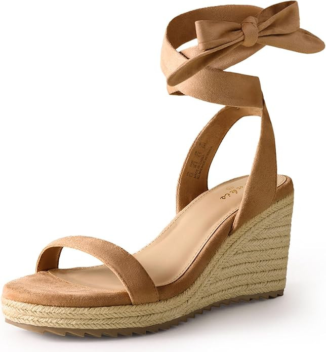Ankis Women's Espadrilles Wedges Sandals Heels Open Toe Tie Lace Up Cute Ankle Strap Dressy Platf... | Amazon (US)