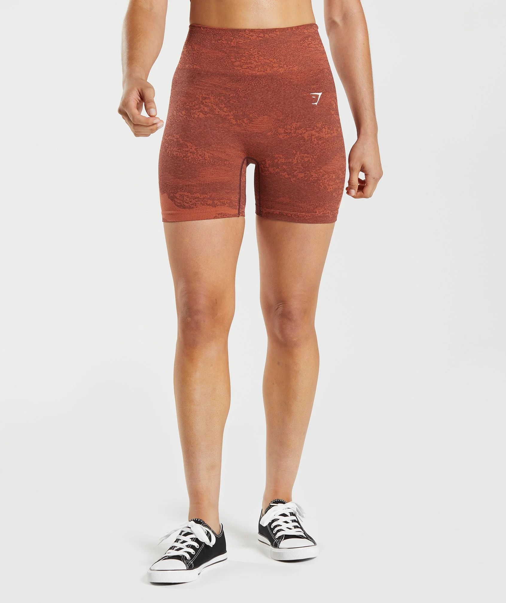 Gymshark Adapt Camo Seamless Shorts - Lava | Storm Red/Cherry Brown | Gymshark US