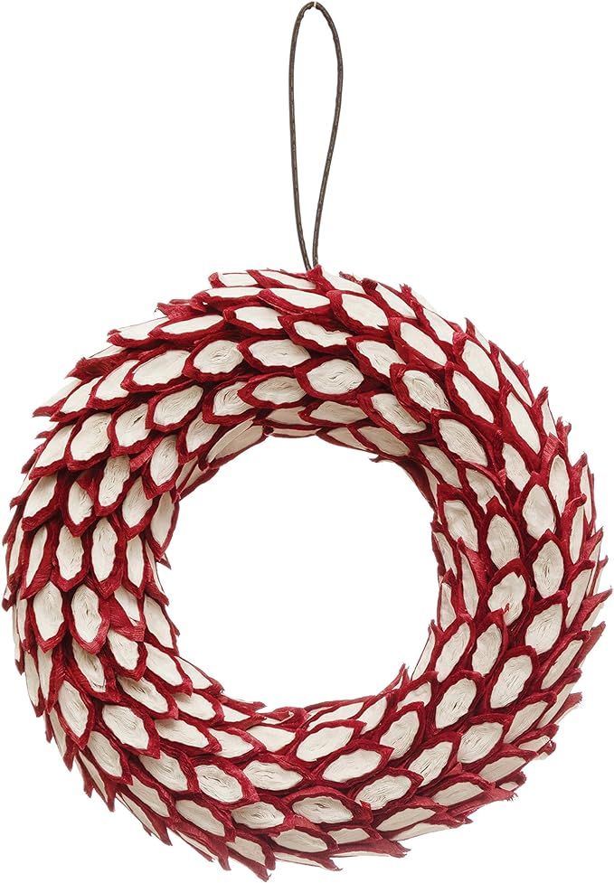 Amazon.com: Creative Co-Op 6-3/4" Round Handmade Paper Wreath, Red & Natural Ornaments, Multi : H... | Amazon (US)