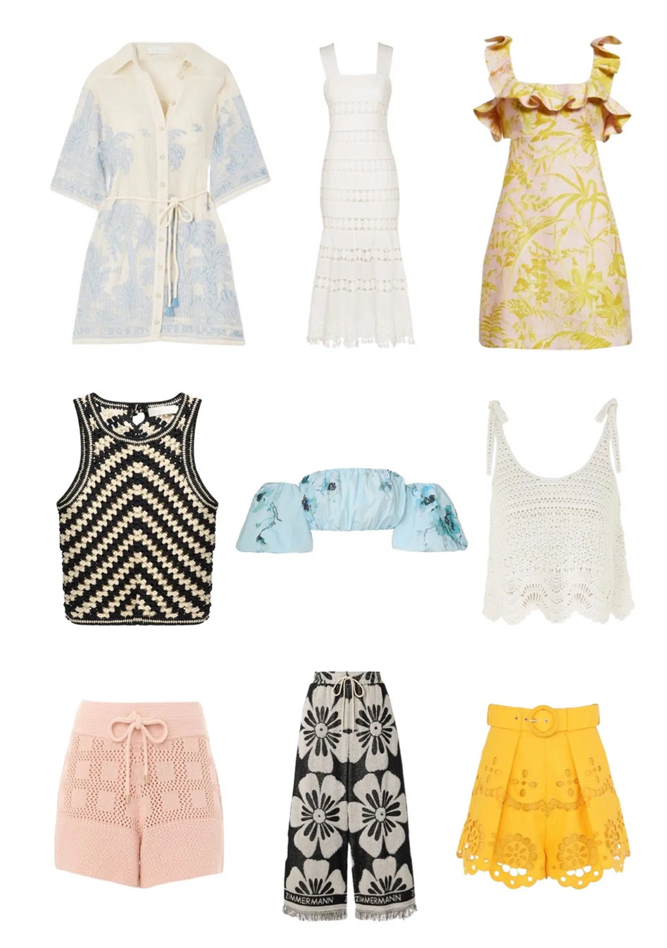 Zimmermann resort wear 

Zimmermann’s resort wear line takes a more feminine approach to resort wear compared to the typical bold colors and patterns. After all, they describe their brand as “sophisticated femininity, clever color combinations, and delicate original prints”. Florals, lace, scallops, and pastels are details you’ll frequently see in the brand’s resort wear pieces.

#LTKSeasonal #LTKSummerSales #LTKStyleTip