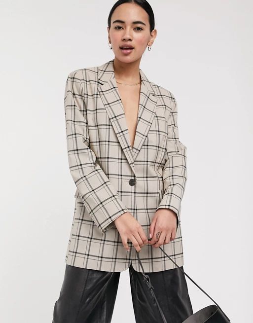 ASOS DESIGN dad blazer in brown check | ASOS (Global)