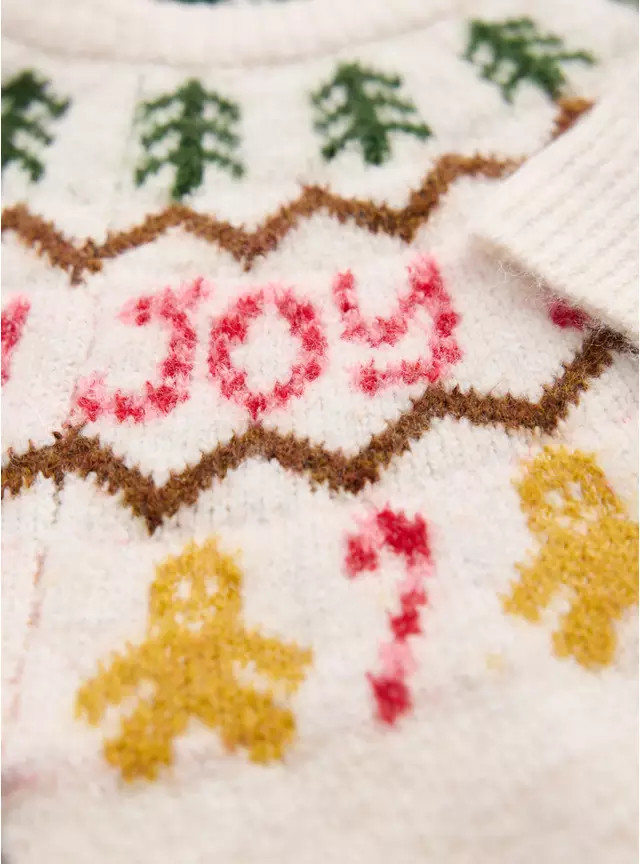 Mini Me Kid's Christmas Cream Gingerbread Man Fairisle Crew Jumper 9 years | Tu Clothing