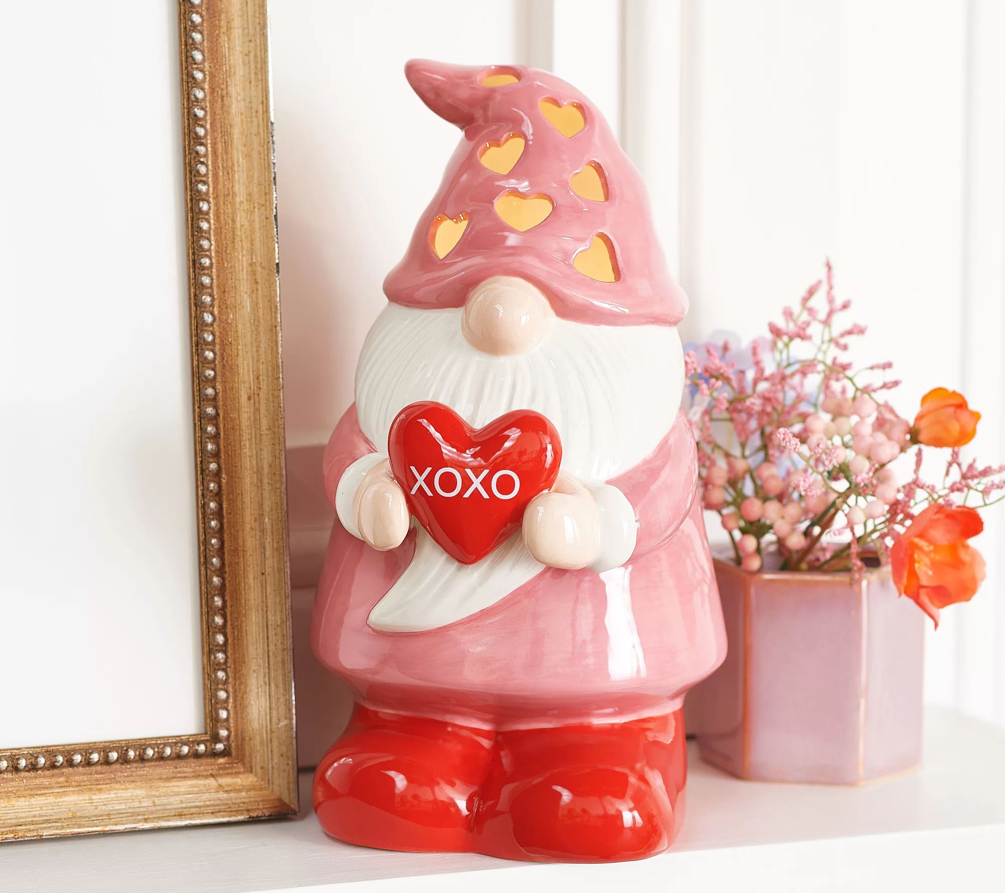 Miss Valentine 10" Illuminated Ceramic Gnome - QVC.com | QVC