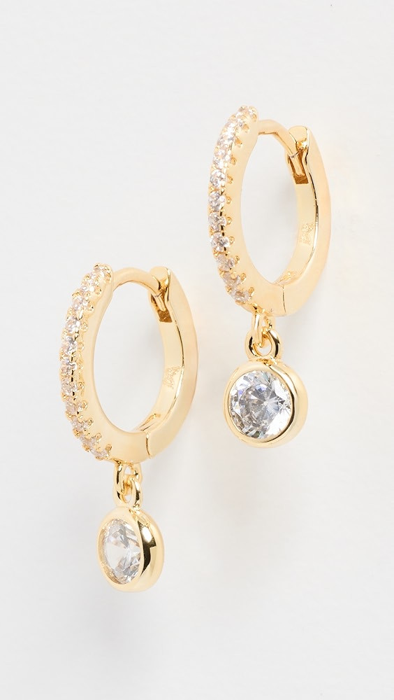 By Adina Eden CZ Bezel Dangling Huggie Earrings | Shopbop | Shopbop