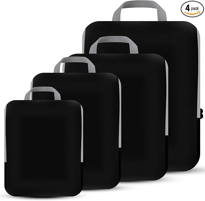 4 Set Compression Packing Cubes Travel - Travel Accessories Expandable Packing Organizers for Car... | Amazon (US)