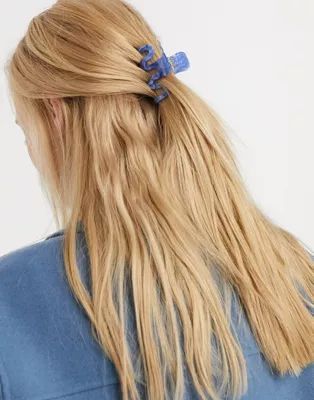 ASOS DESIGN hair clip claw in blue marbled resin | ASOS (Global)