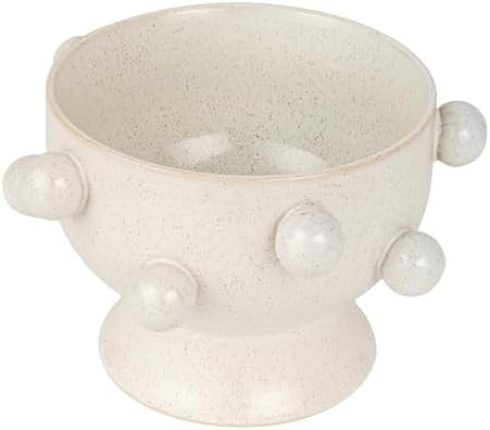 9 Inches Round Stoneware Planter with Orbs and Reactive Glaze, Holds 8 Inches Pot, Speckled Cream | Amazon (US)