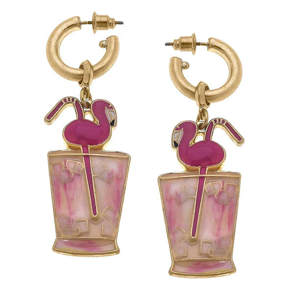 Flamingo Enamel Cocktail Earrings in Pink | CANVAS
