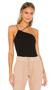 Enza Costa Silk Rib Strappy Asymmetrical Tank in Black from Revolve.com | Revolve Clothing (Global)