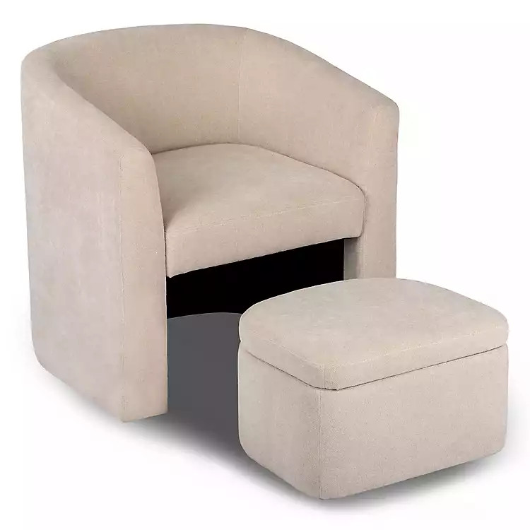 Bexley Natural Upholstered Chair & Ottoman Set | Kirklands