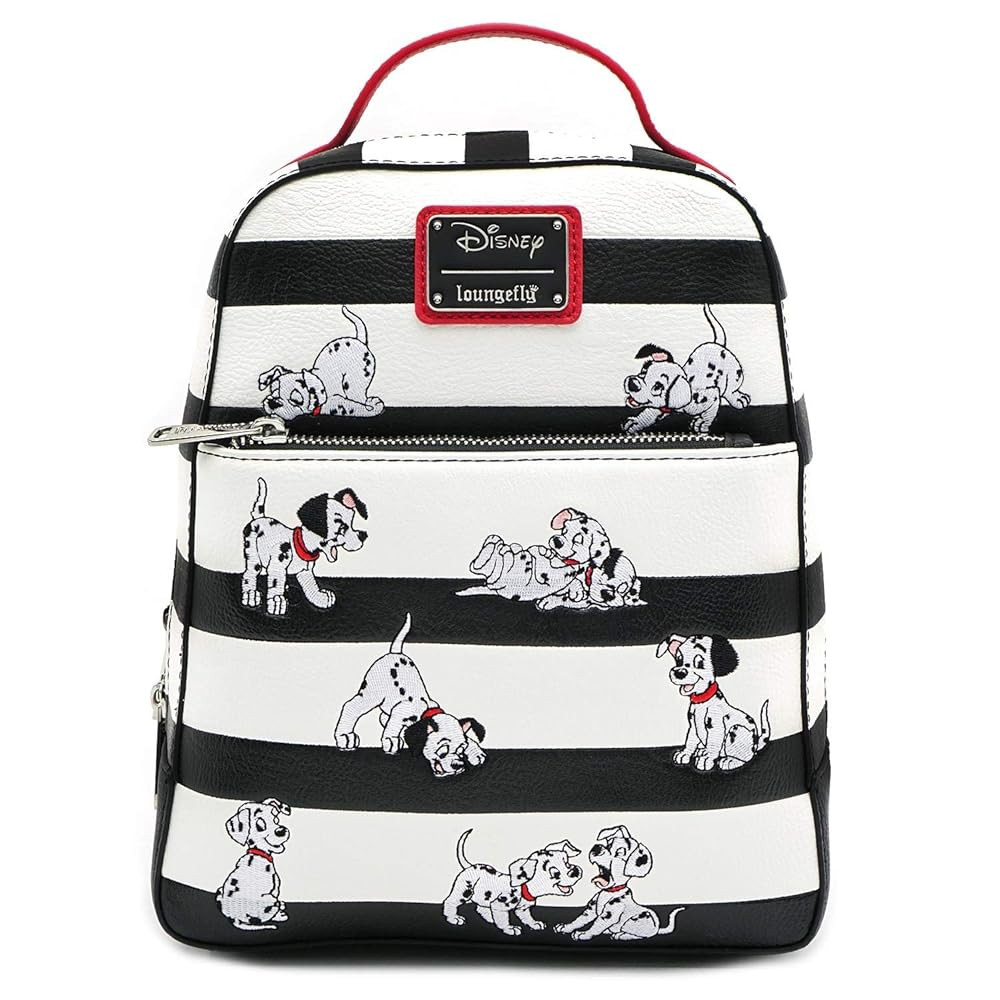 Loungefly x Disney 101 Dalmatians Striped Faux Leather Mini Backpack (One Size, Black, White, Red... | Amazon (US)