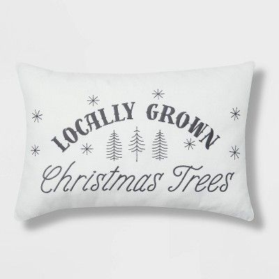 Locally Grown Christmas Trees Lumbar Pillow Reversible Green Plaid - Wondershop™ | Target