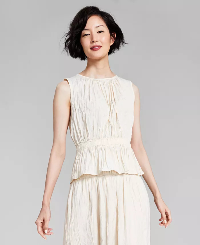 Women's Crinkle Peplum Top | Macy's