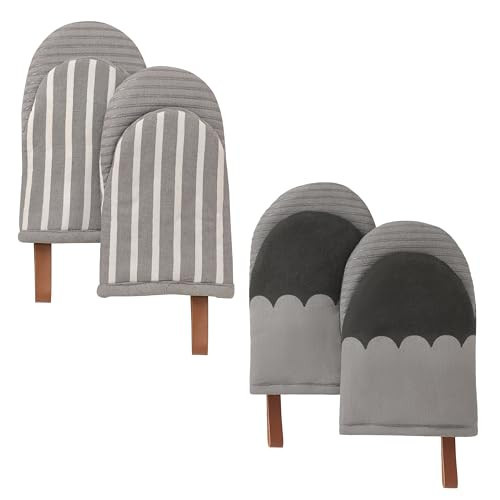 Folkulture Mini Oven Mitts Heat Resistant 5" x8", Set of 2 Short Oven Mitts with Hanging Loop, 100% Cotton Oven Gloves or Kitchen Mittens, Small Oven Mitt Set or Silicone Oven Mits | Amazon (US)