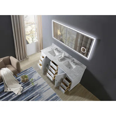 Devynne 71'' Double Bathroom Vanity with Marble Top with Mirror | Wayfair North America