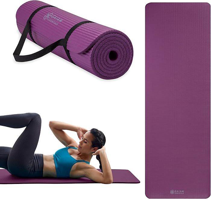 Gaiam Essentials 2/5" Thick (10mm) Yoga & Pilates, Fitness & Exercise Mat with Easy-Cinch Carrier... | Amazon (US)
