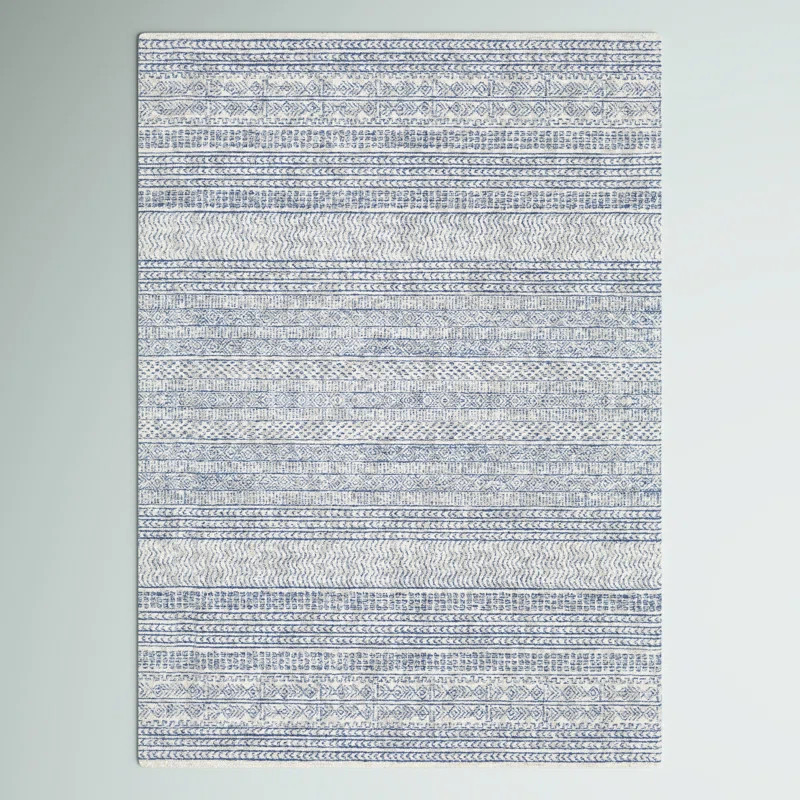 Abdera Hand-Tufted Wool Dark Blue/Ivory Rug | Wayfair North America