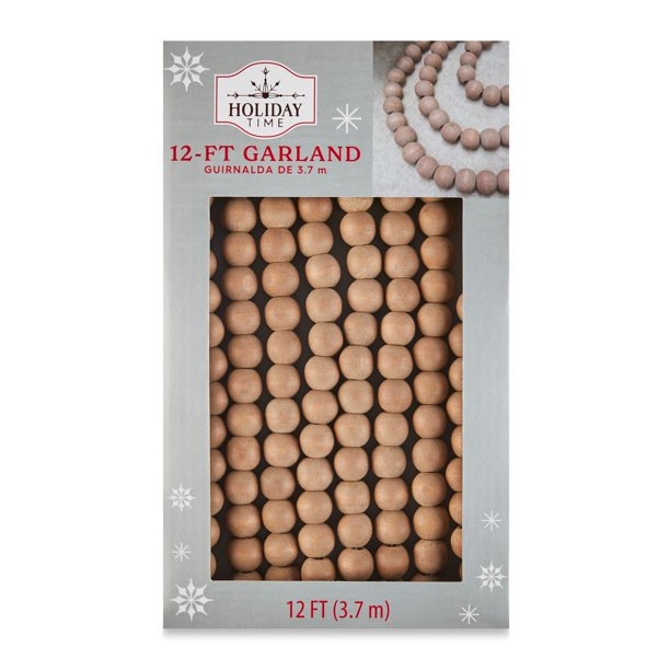Holiday Time Wood Bead Garland, 12' - Walmart.com | Walmart (US)