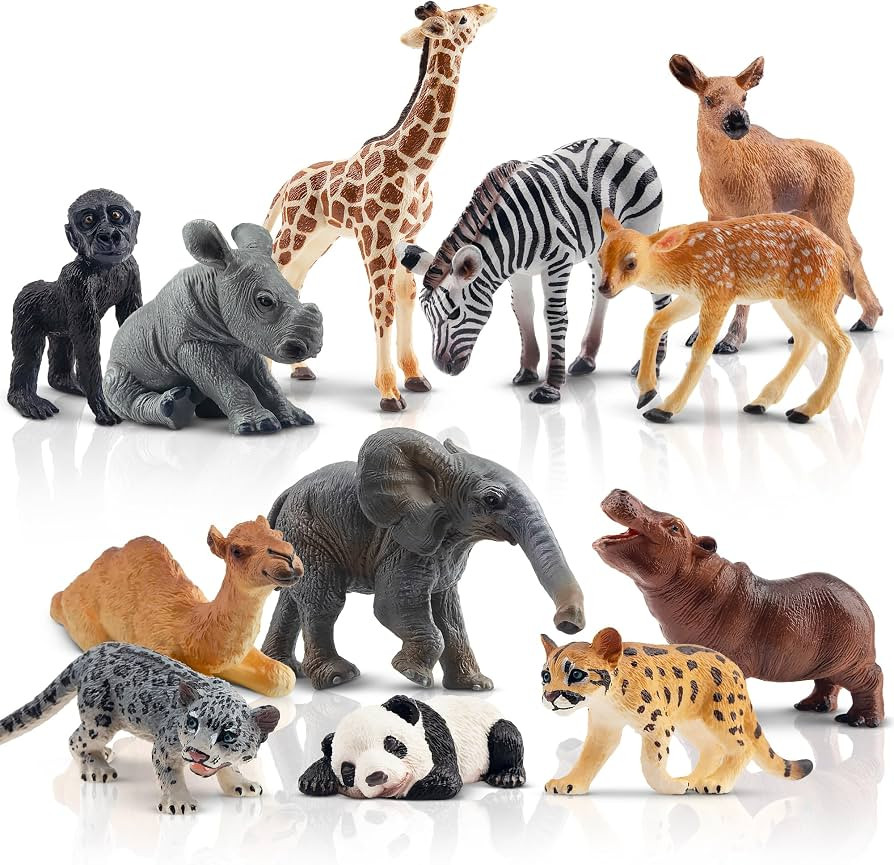 Toymany 12PCS Forest Animals Baby Figurines, Realistic Woodland Animals Figures Toys Includes Ele... | Amazon (US)
