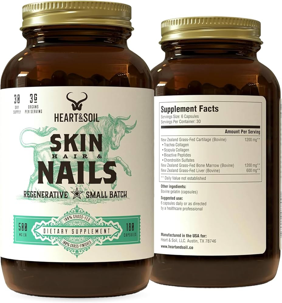 Heart & Soil – 100% Grass Fed & Finished Hair Skin and Nails Supplement from Regenerative Cattl... | Amazon (US)