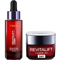 L'Oreal Paris Revitalift Laser Age-Correcting Routine Bundle with Tri-Peptides Serum 30ml & Day Moisturiser 50ml | Look Fantastic (UK)