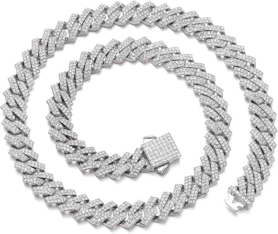Saintda Cuban Link Chain for Men Women Iced Out Silver/Gold/Rose Gold Miami Cuban Necklace Bling ... | Amazon (US)