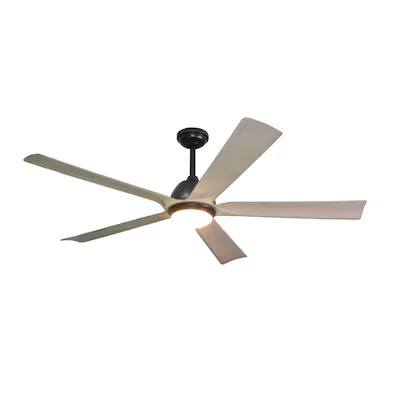 Harbor Breeze  Cartersville 60-in Black LED Indoor/Outdoor Ceiling Fan with Light Remote (5-Blad... | Lowe's