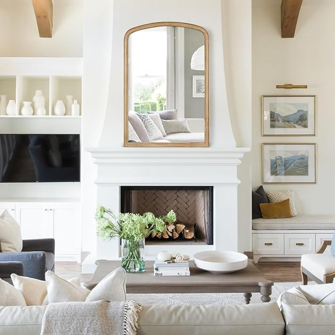 WallBeyond Arched Wall Mirror Wood Framed, 30" x 40" Rustic Farmhouse Wood Arched Mirror for Bath... | Amazon (US)