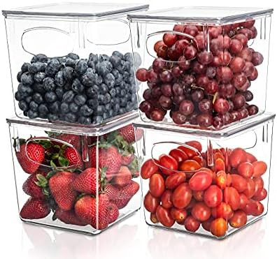 Sorbus 4 Stackable Plastic Storage Bins with Lid, Pantry Organization Clear Box Containers for Fr... | Amazon (CA)
