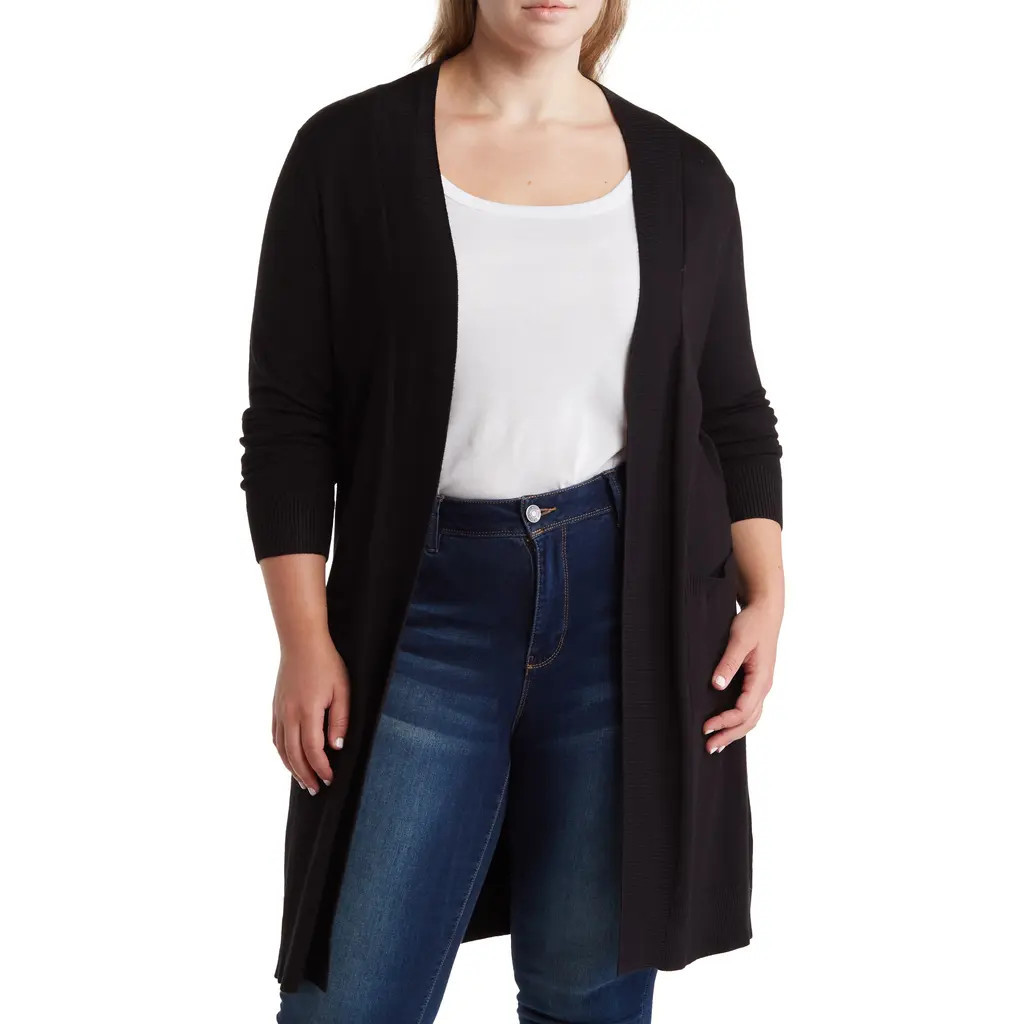 BY DESIGN Long Tunic Length Cardigan in Black at Nordstrom Rack, Size 3 X | Nordstrom Rack