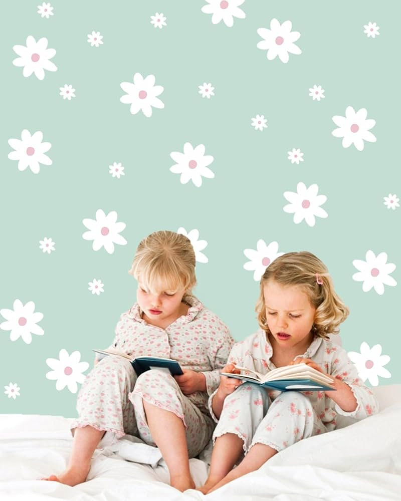 White Daisy Wall Decals Peel and Stick Daisy Stickers 33 Pcs Cute Flower Wall Stickers for Toddle... | Amazon (US)
