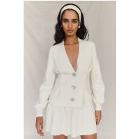 Beverly Knit Cinched Cardigan - Ivory | MESHKI US