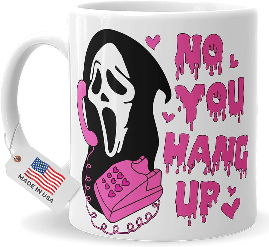 Ghostface Halloween Mug 11oz - 'No You Hang Up' Design | Spooky Scream Horror Coffee Cup for Fans... | Amazon (US)