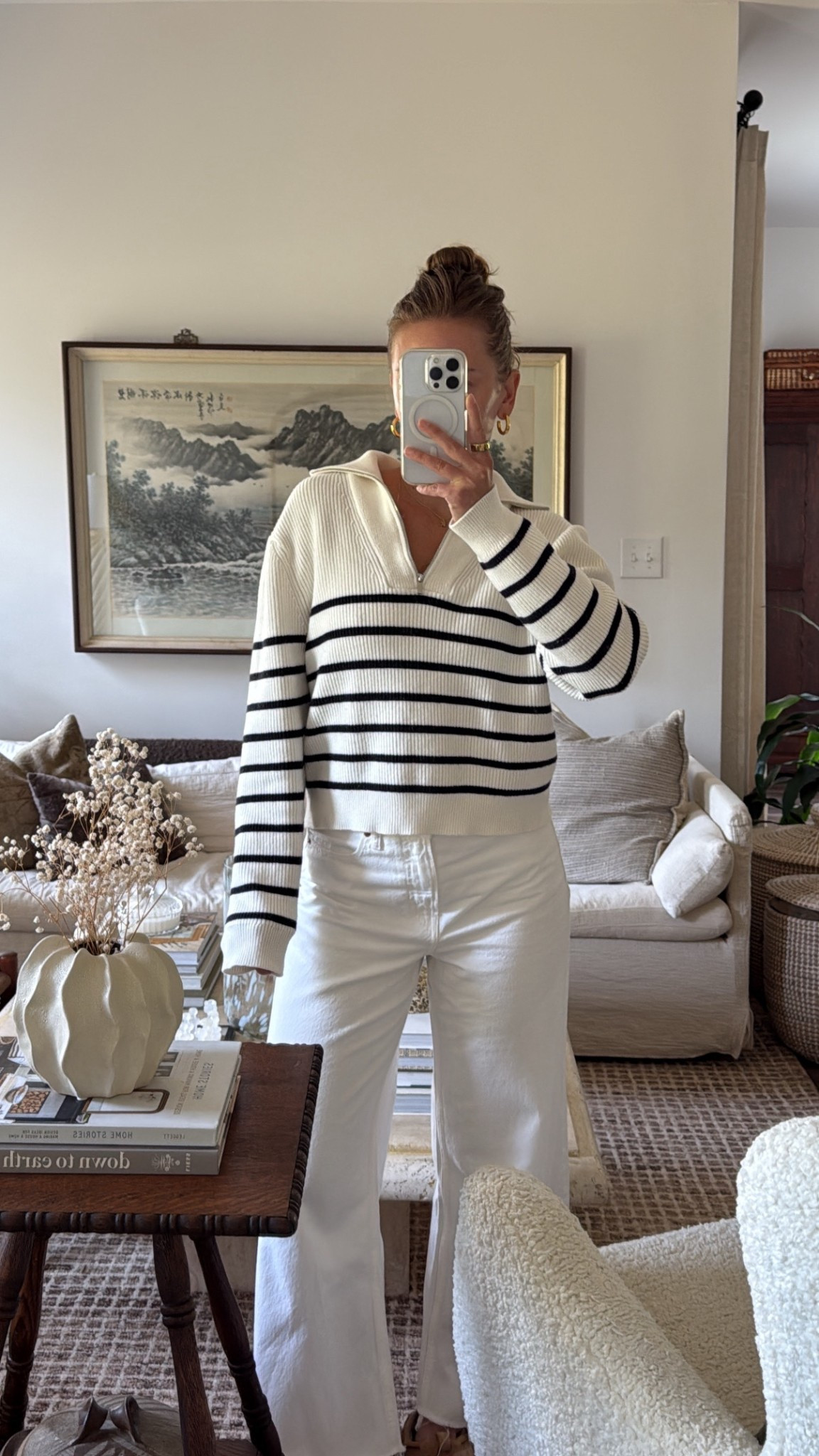 8/4/25 Coastal Summer Whites Outfit – Casual & Classic

Wearing my go-to coastal-inspired look for a chillier summer morning 🤍 White denim from Abercrombie, a lightweight striped sweater, my  brown leather sandals from Steve Madden, and classic Prada sunnies. Summer whites always feel timeless and fresh.

#LTKShoeCrush #LTKStyleTip