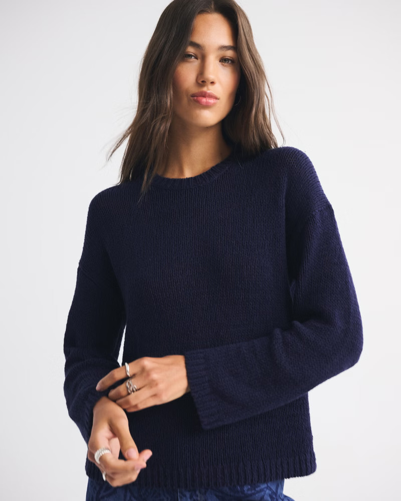 Open-Stitch Textural Crew Sweater | Abercrombie & Fitch (US)