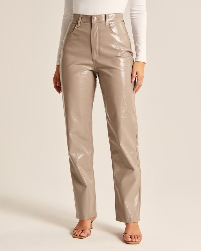 Curve Love Patent Leather 90s Straight Pants | Abercrombie & Fitch (US)